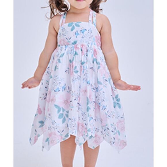 Rachel Zoe Garden Dress 2T Handkerchief Hem Floral Print Sleeveless Party Vacay - Picture 2 of 11